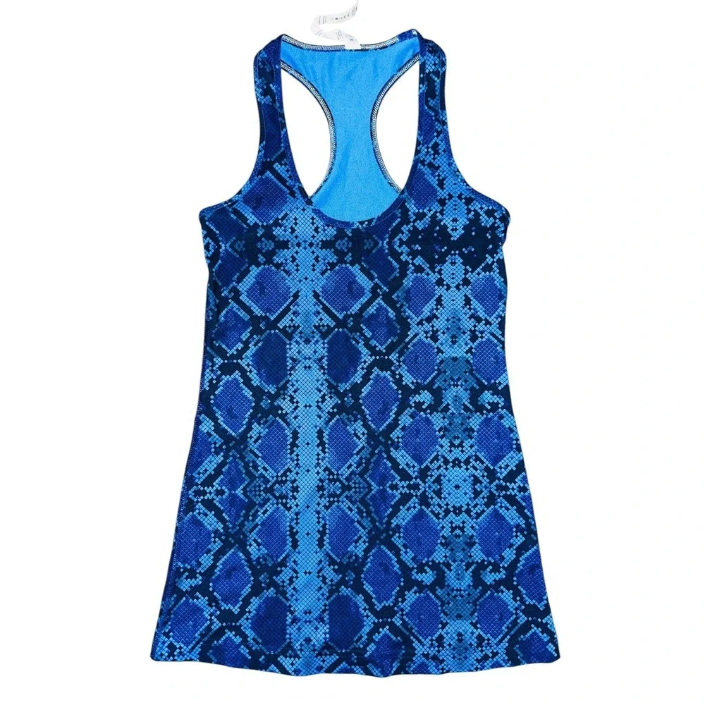 Lululemon Racerback Tank Top Blue Snakeskin Athletic Sleeveless 4 A5